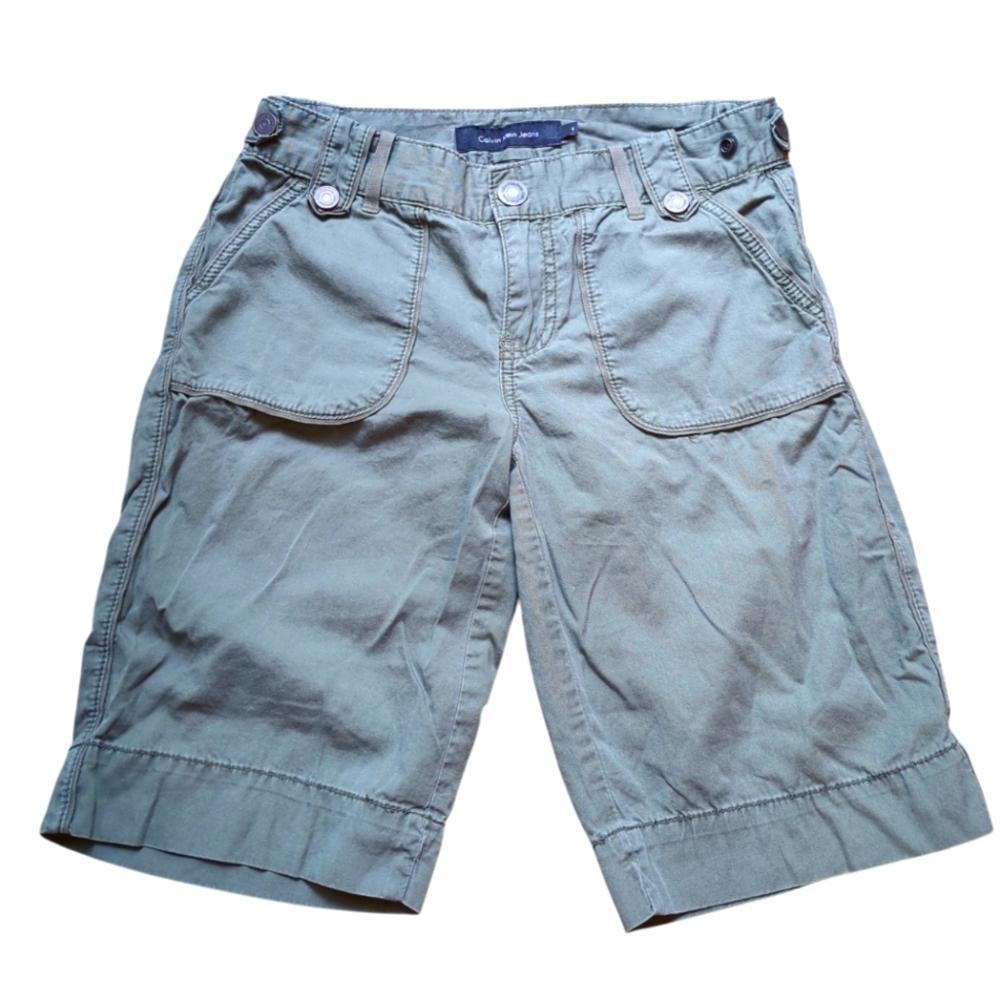 Calvin Klein Adjustable Waist 100% Cotton Bermuda Mid Length Shorts Size 4, Soft - Picture 2 of 11